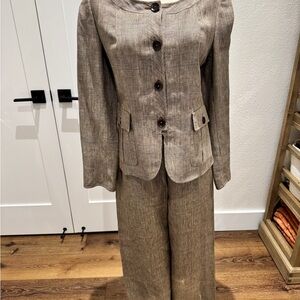 Brown Plaid Women's Suit Set